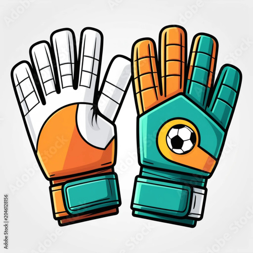 Colorful goalkeeper gloves icon isolated on white background