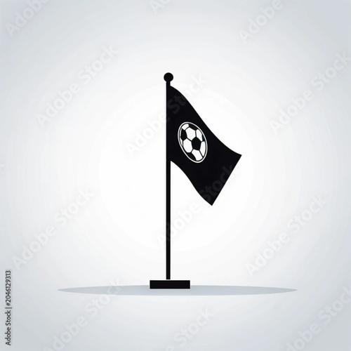 Soccer corner flag and football on green field vector illustration