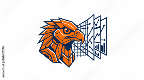 Obraz na płótnie Eagle Head in Orange Colors.