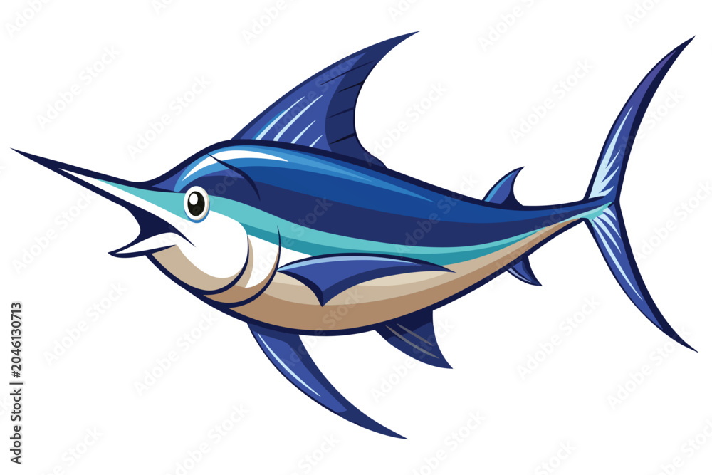 Naklejka premium swordfish silhouette line art vector on white background