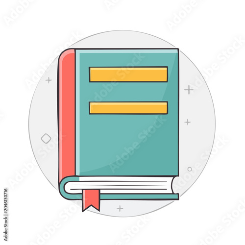 Flat design icon of a closed book with bookmark