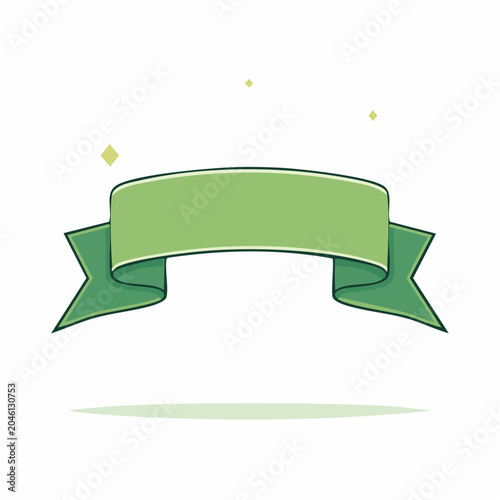 Green Ribbon Banner with Shadow