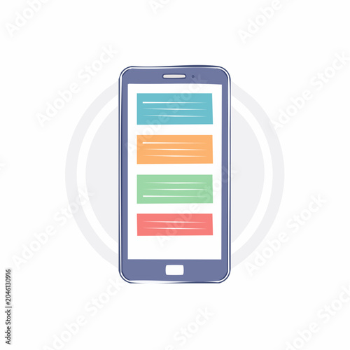 Smartphone with colorful content blocks