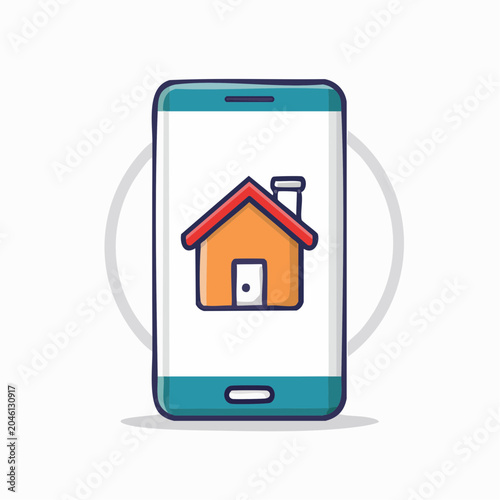Smartphone with house icon on screen