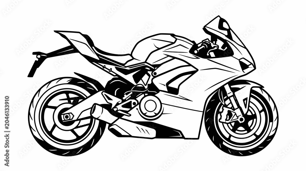 Fototapeta premium Modern high performance sport motorcycle side view profile.