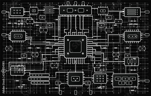 Complex Microchip Network Circuit Board Design
