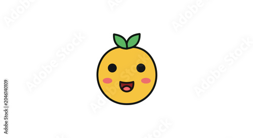 Foto Smiling Cartoon Orange Fruit Face.