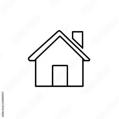 Simple outline icon of a house with chimney and door.