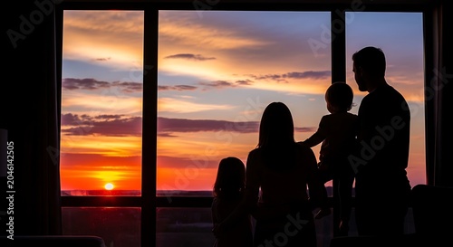 Silhouette of couple watching sunset over water.