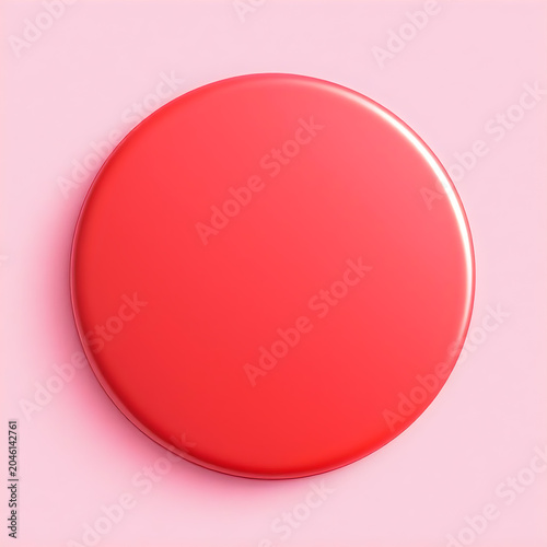 Smooth red circle badge centered on light pink background.