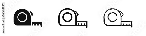 Obraz na plátne Measuring tape icon set for construction and tailoring in solid line and sketch