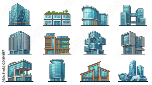 Photos Collection of modern office buildings.