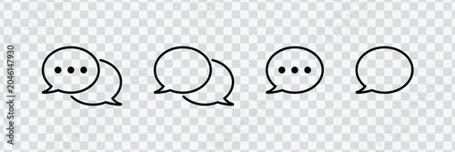 Black Outline Chat Bubble Contact Icon Set