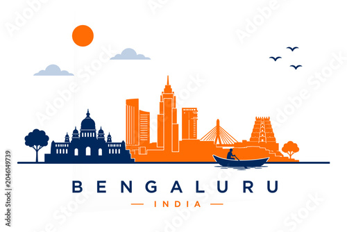 Bengaluru India Minimalist Skyline Vector Illustration