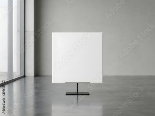 Blank White Canvas Display Panel Mockup in Contemporary Studio