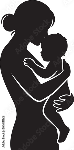 Loving Mother Hugging Child Silhouette