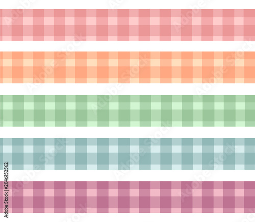 Pastel Gingham Washi Tape Collection with Plaid Checkered Pattern Set 
