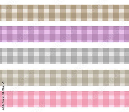 Colorful Pastel Gingham Washi Tape Collection with Gingham Checkered Pattern Set 