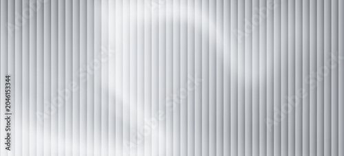 Glass background with silver ribbed effect and abstract 3D line pattern. Modern gray panel design for wall or window, adding light reflection and stylish texture to architecture.