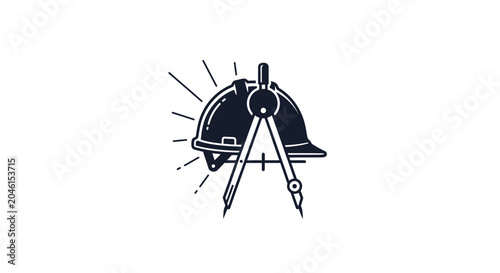 Quadro su tela Engineering drafting tool and helmet.