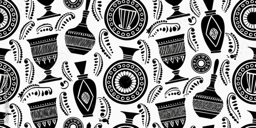 Photos greek pottery pattern a seamless black and white decorative design