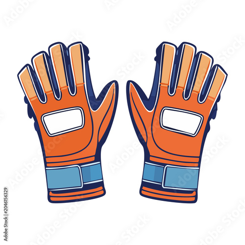 Pair of orange goalkeeper gloves in flat design style