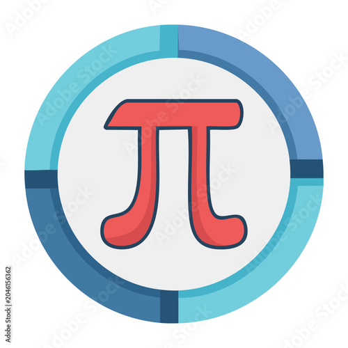 Pi symbol in a circular graphic