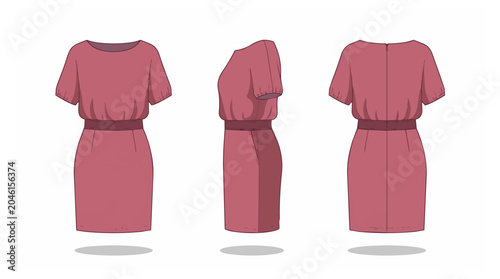 Fashion design of pink dress.