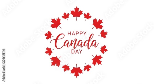 Canada day celebration graphic red maple leaves festive typography for july 1st