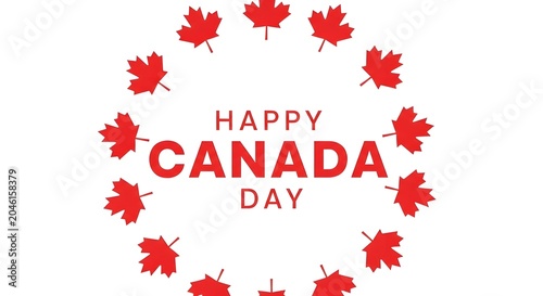 Happy canada day celebration with maple leaves and canadian flag colors