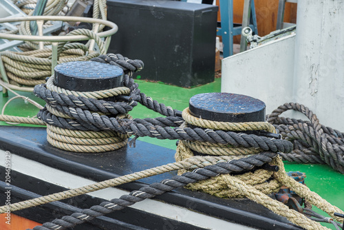 Close-up of moored sailboats in a harbor on the Baltic Sea
