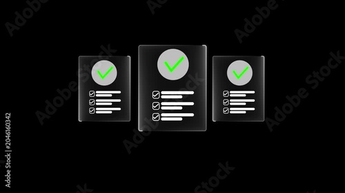 Online survey and checklist assessment, Digital questionnaire, Businessman use tablet to complete a digital form, making evaluation and selecting correct answers marked with check marks.