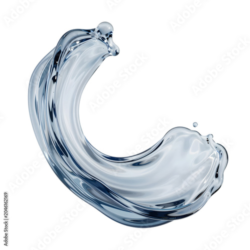 Captivating abstract splash of pure liquid water forming an elegant, dynamic wave with natural flow and clear, refreshing transparency, symbolizing purity and movement