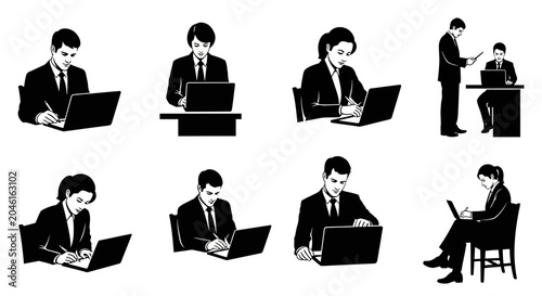 Business Professionals Working with Laptops, Corporate Productivity