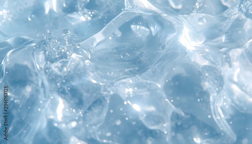 Abstract Blue Liquid Splash Background with Bubbles and Sparkles