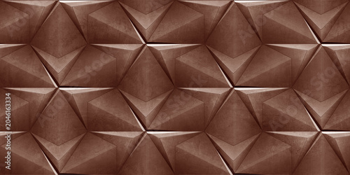 Valokuva 3D geometric texture background with triangular and diamond shapes in a brown hu