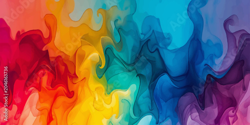 Foto Abstract Colorful Background with Flowing Blue Smoke Waves and Vibrant Light Col