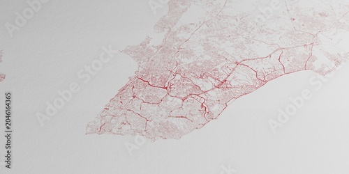 Foto Salvador (Brazil) street map. The style of the map is red ink