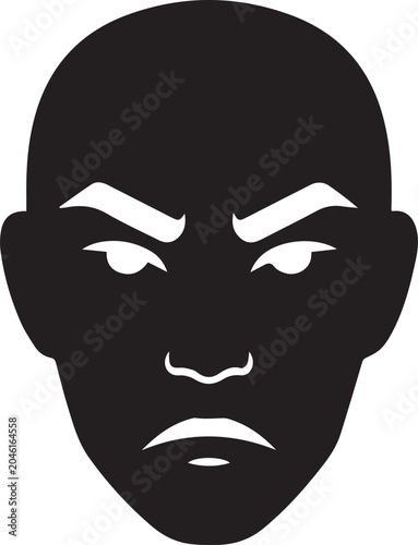 Angry bald man face vector illustration isolated on transparent background