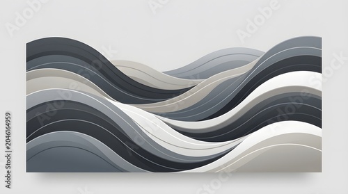 Abstract 3D Layered Grey Waves Background for Creative Design