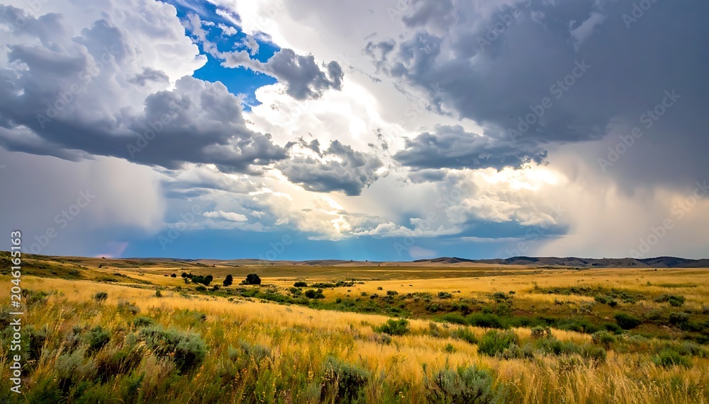 Fototapeta premium Dramatic stormy weather over open landscape.