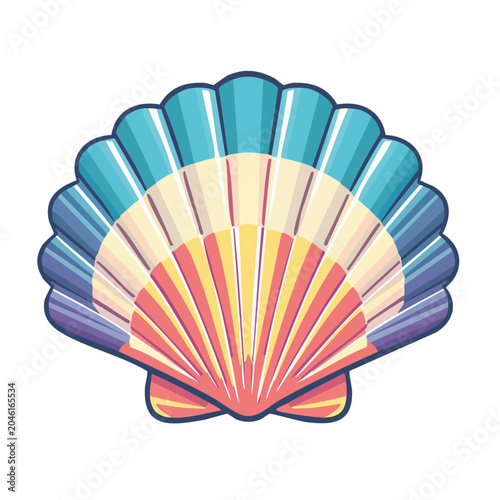 Colorful flat design seashell illustration