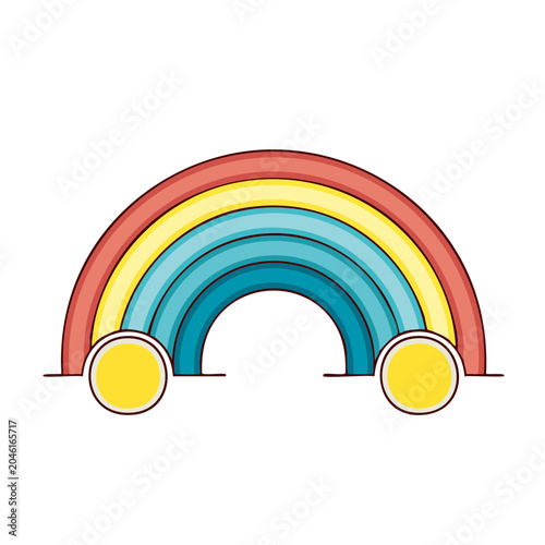 Flat design rainbow with sun elements