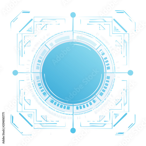 Futuristic digital interface element with blue and white abstract