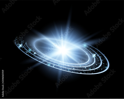 Bright Cosmic Orbit Ring with Sparkling Galaxy Light Vector Design