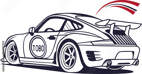 turbo sports car logo outline  icon  on white background 
