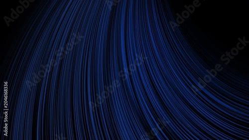 Abstract blue curved lines pattern on a dark background with digital light motion effect. Suitable for backgrounds, digital art, and creative designs.