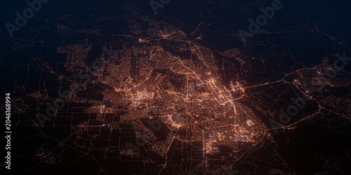 Photography Rostov On Don (Russia) night view with street lights