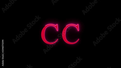 Foto Pair of glowing pink neon cc letters for creative common or brand identity symbo
