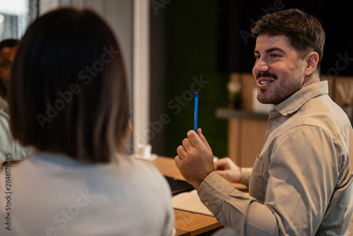 Canvas Print Business people collaborating during team meeting in office